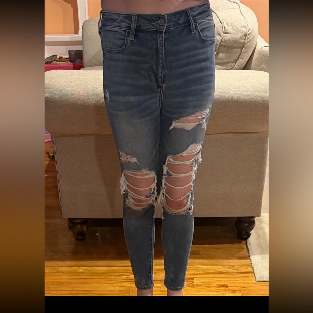 AMERICAN EAGLE Super Hi-Rise Jeggings; 10 Short